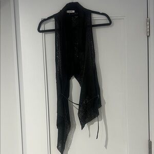 Helmut Lang Black Leather Open Vest